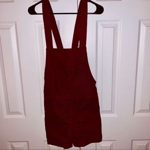 Red Corduroy Overall Romper